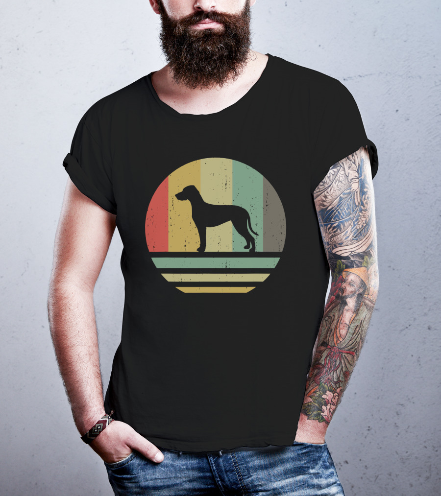 Vintage Retro Catahoula Leopard Dog Silhouette Stripes T-Shirt