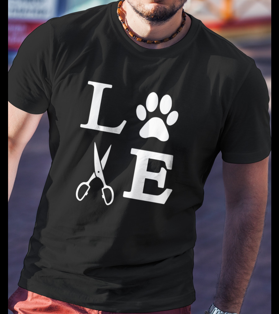 Love Dogs Grooming Paw Groomer Scissors T-Shirt