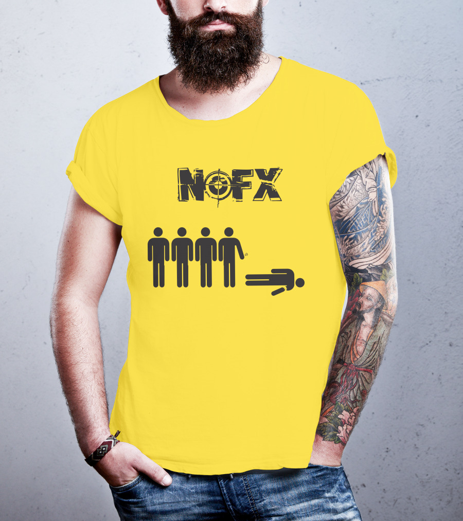 NOFX Band Stick Figure Humor Black Yellow T-Shirt