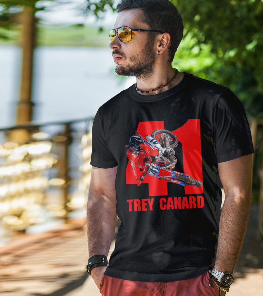 Trey Canard 41 Red Motocross Racer Action T-Shirt