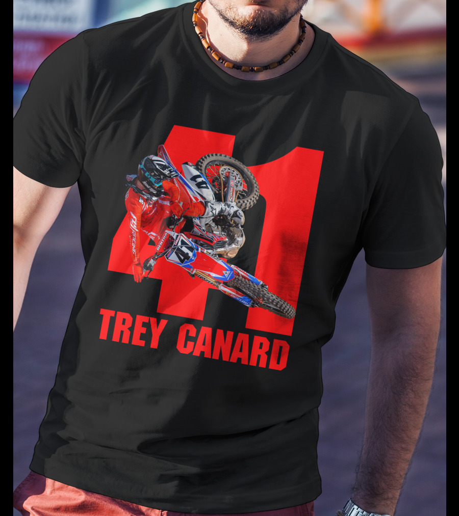 Trey Canard 41 Red Motocross Racer Action T-Shirt