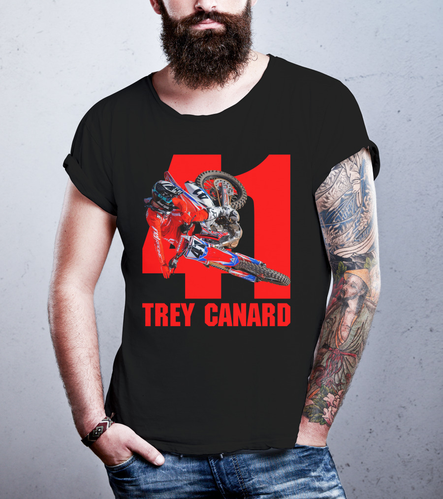 Trey Canard 41 Red Motocross Racer Action T-Shirt