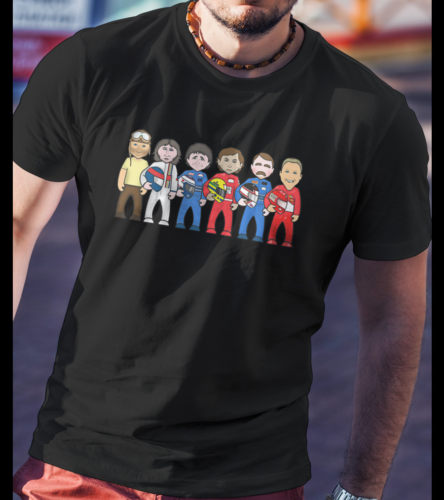 Ayrton Senna With Legendary F1 Drivers In Iconic Racing Suits T-Shirt