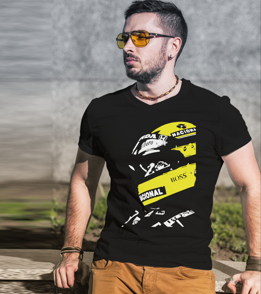 AYRTON SENNA F1 Helmet Nacional Boss Honda T-Shirt