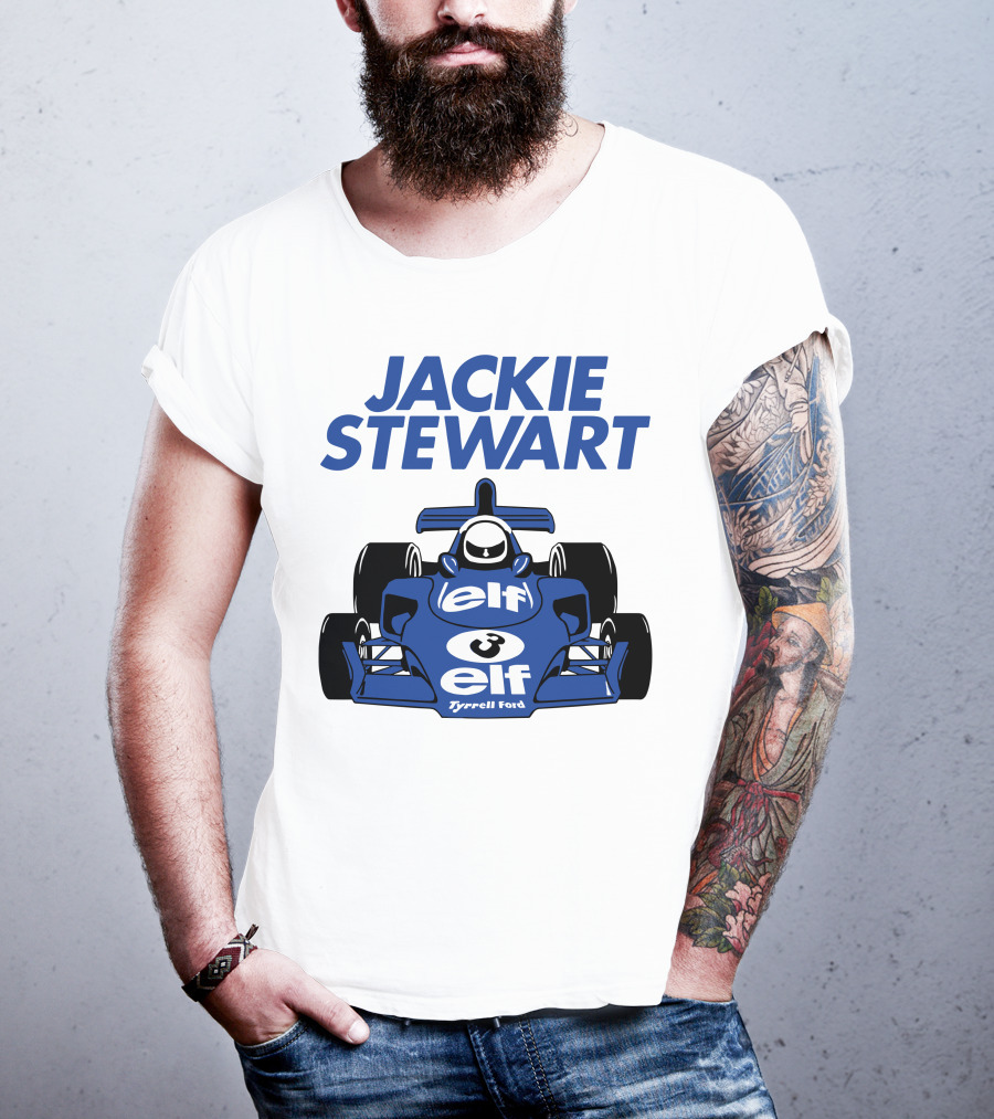 Jackie Stewart Tyrrell Ford Elf Racing Car T-Shirt