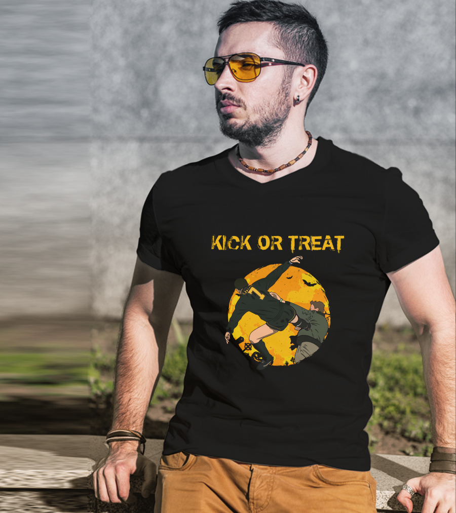 Kick Or Treat Soccer Halloween Action T-Shirt