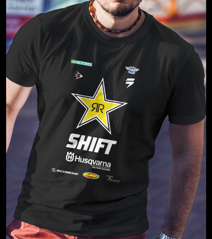 MOTOREX FIM SHIFT Husqvarna Factory Racing Scosche FMF Paradise RR Star T-Shirt