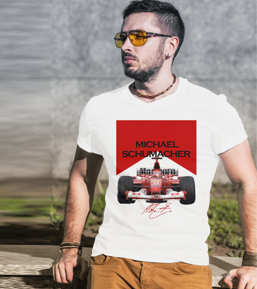 Michael Schumacher Formula One Racing Car Signature T-Shirt