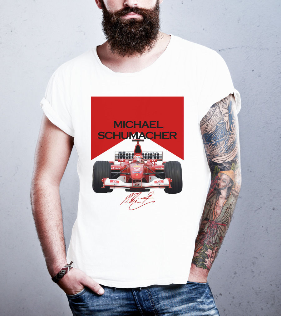 Michael Schumacher Formula One Racing Car Signature T-Shirt