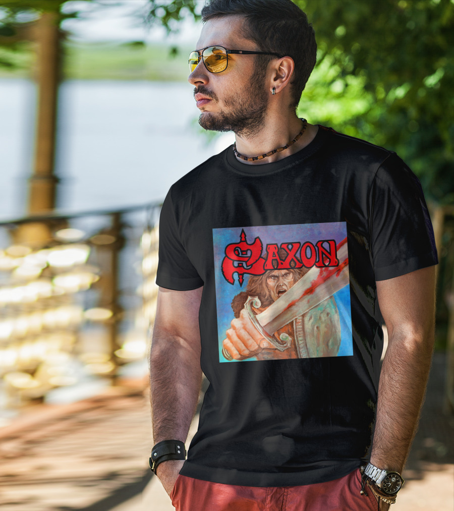 SAXON Crusader Warrior With Bloodied Sword T-Shirt