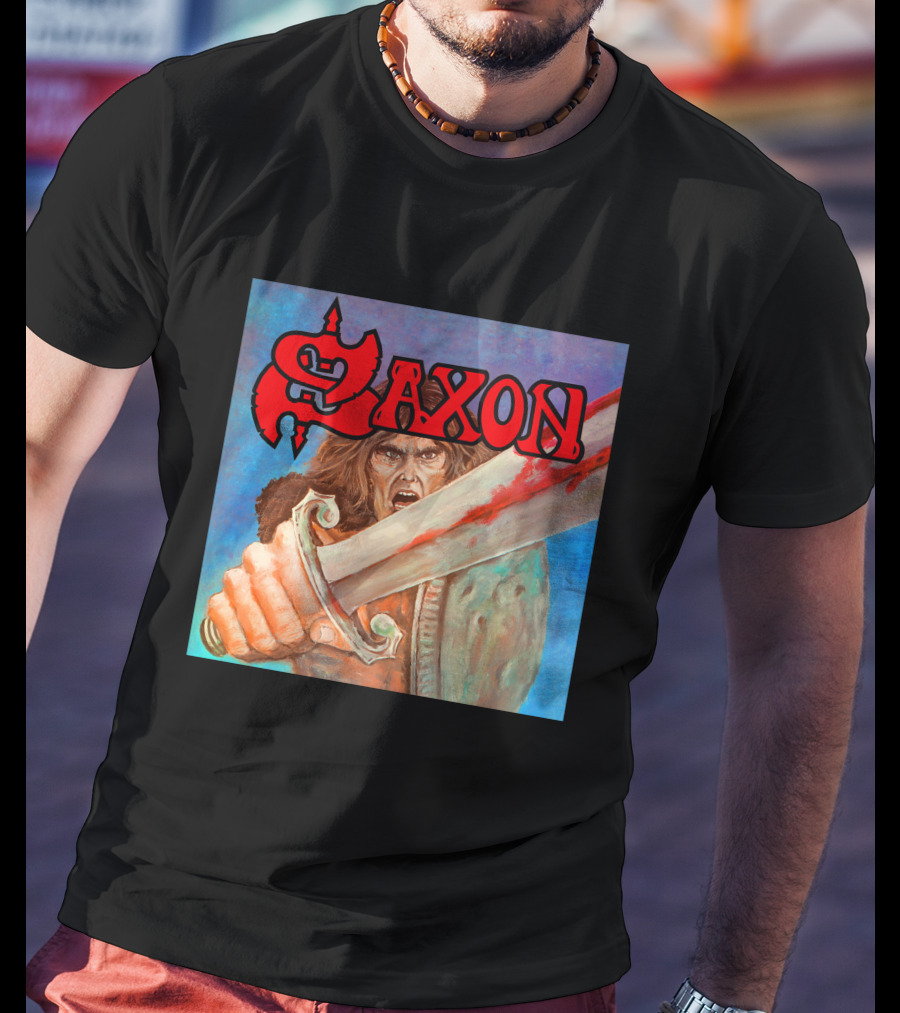 SAXON Crusader Warrior With Bloodied Sword T-Shirt