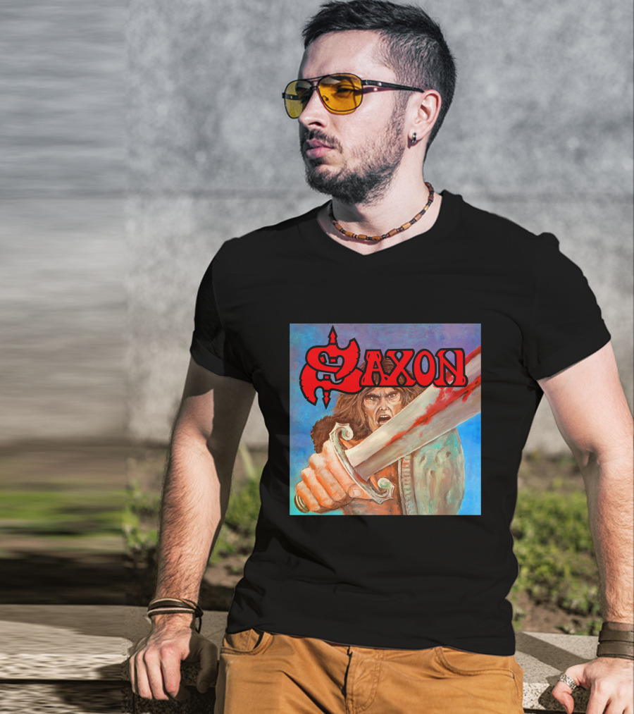SAXON Crusader Warrior With Bloodied Sword T-Shirt