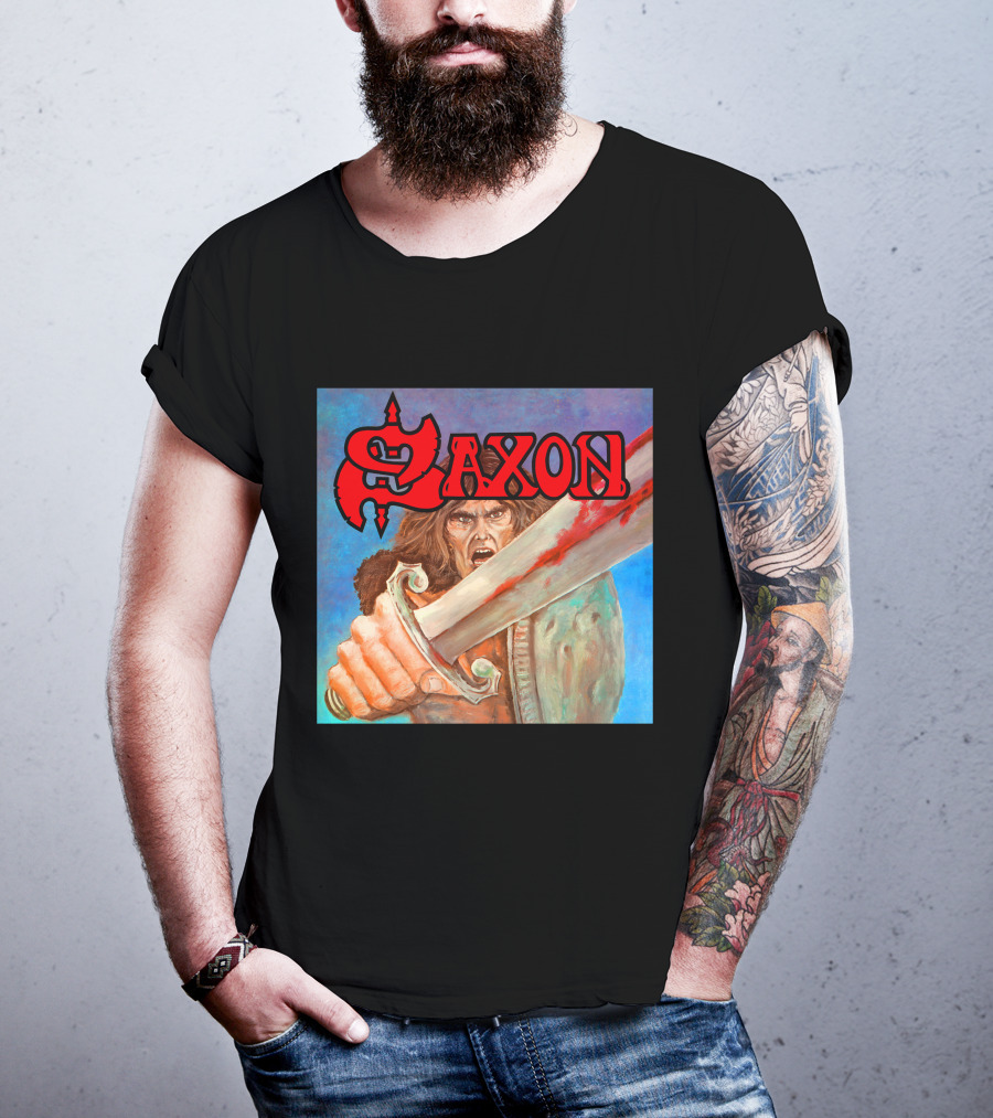 SAXON Crusader Warrior With Bloodied Sword T-Shirt