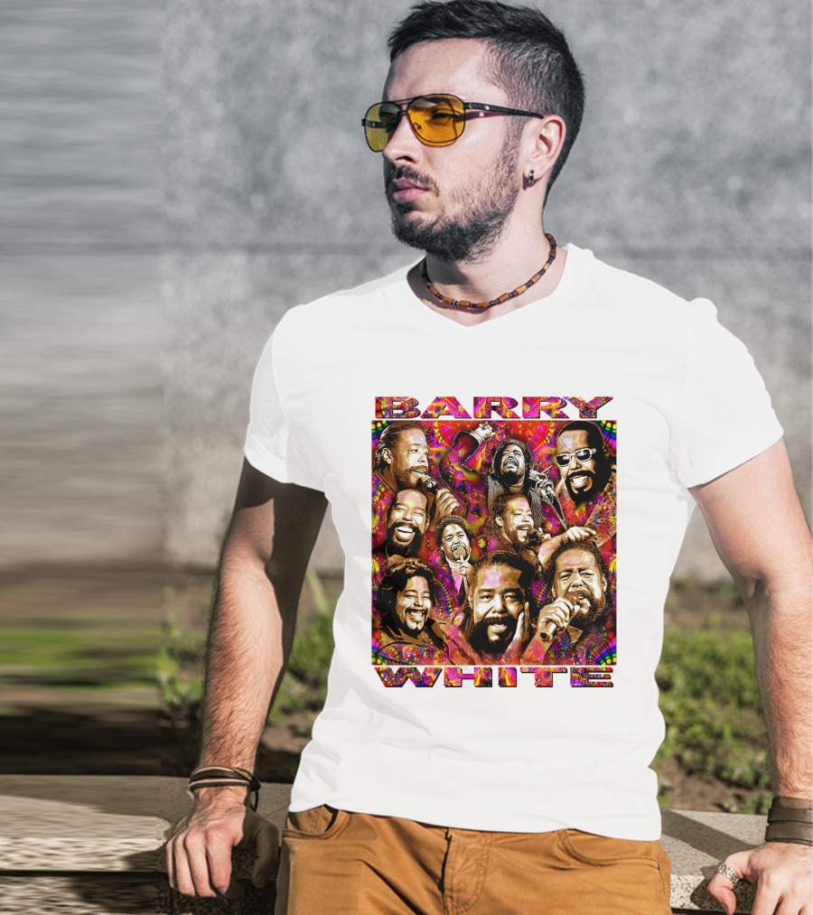 BARRY WHITE 31 Collage Of Iconic Vocal Performances T-Shirt