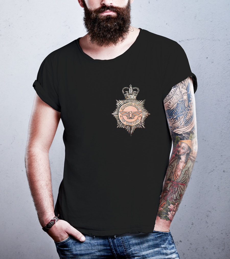 Saxon Strong Arm Of The Law Badge With Crown And Eagle Emblem T-Shirt