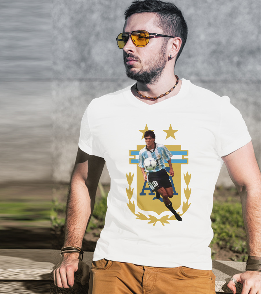 Argentinian Soccer Legend Number 10 Ortega AFA Emblem T-Shirt