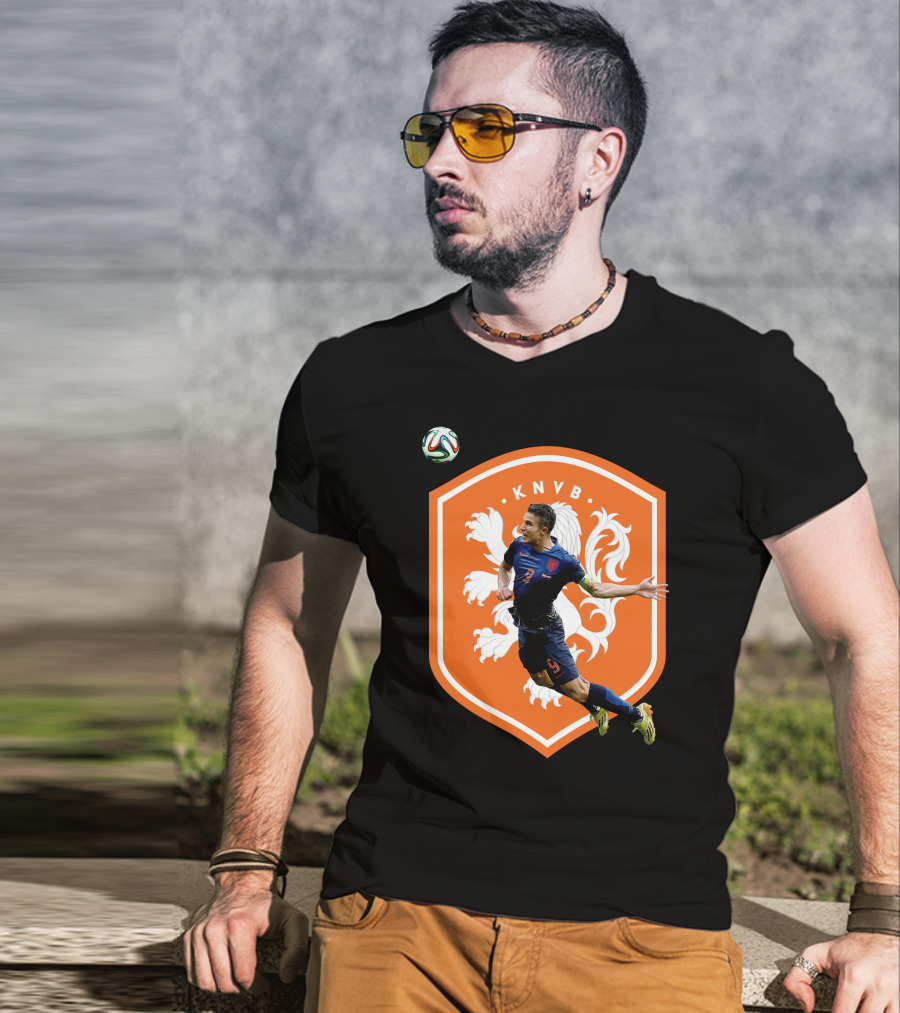 KNVB Netherlands Flying Header Football Icon Robin Van Persie T-Shirt