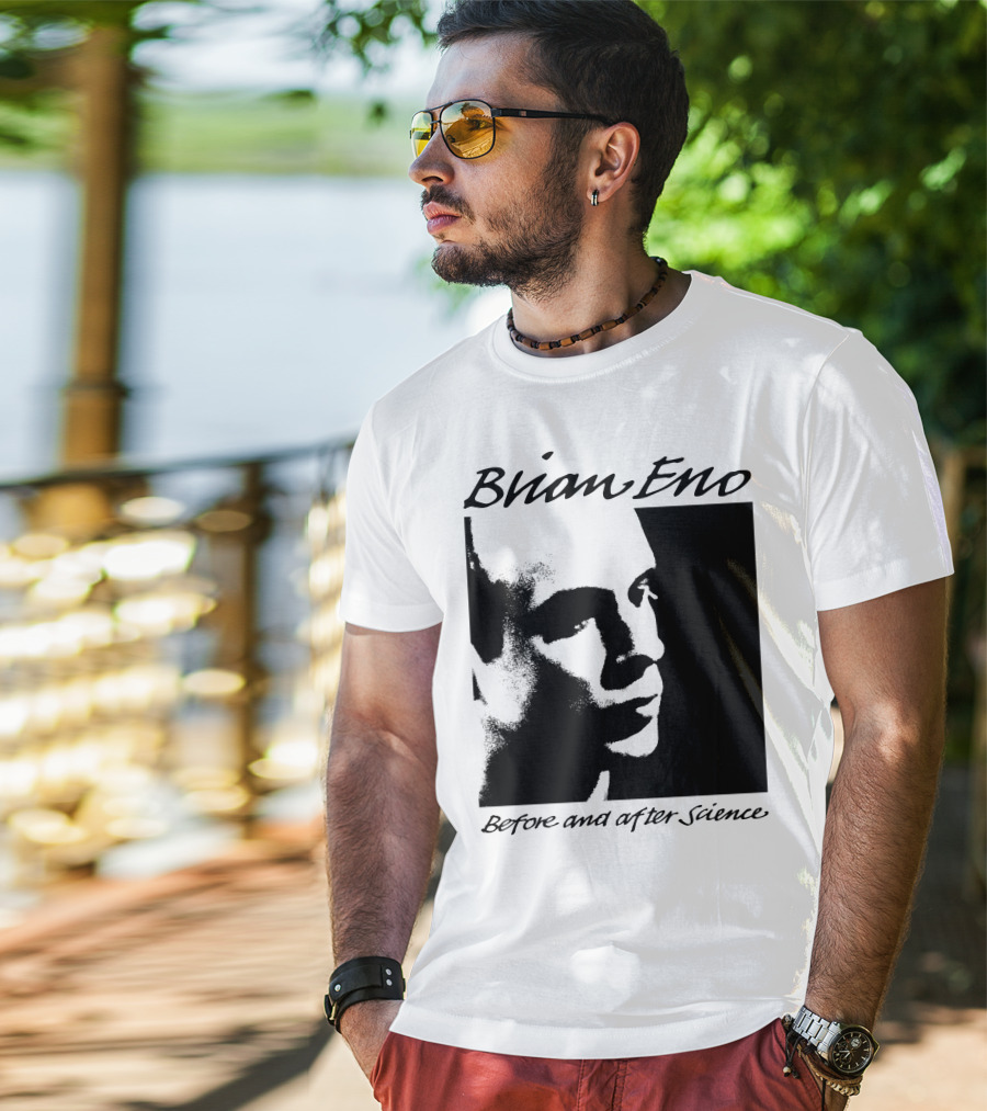 Brian Eno Before And After Science Album Face Black And White Profile T-Shirt