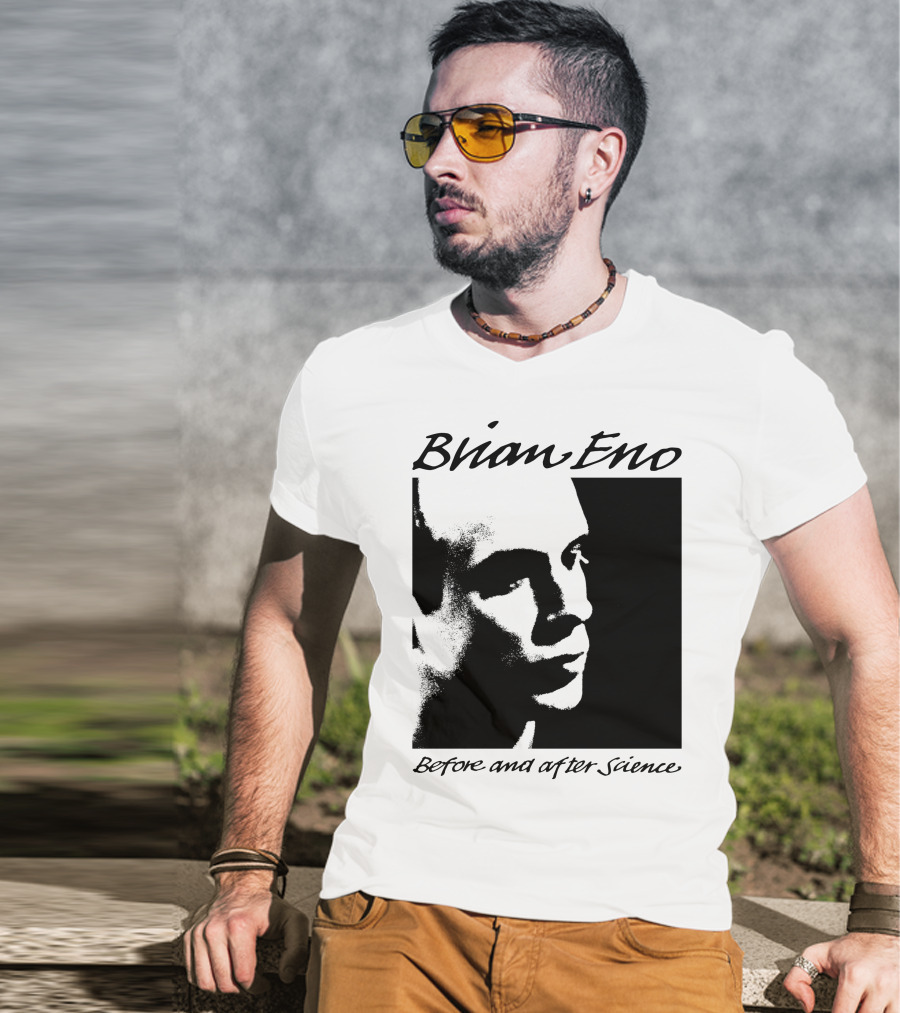 Brian Eno Before And After Science Album Face Black And White Profile T-Shirt