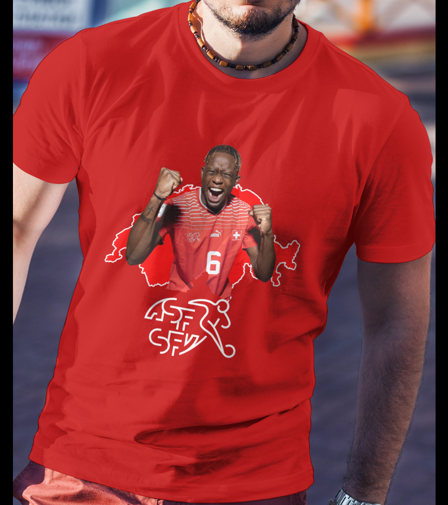 Denis Zakaria Switzerland National Team Football Jersey Map Background T-Shirt