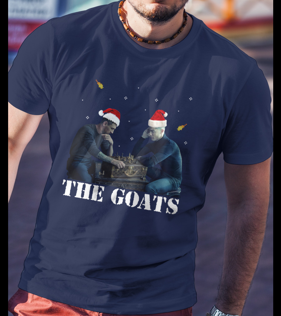 The Goat Xmas Chess Match With Santa Hats T-Shirt