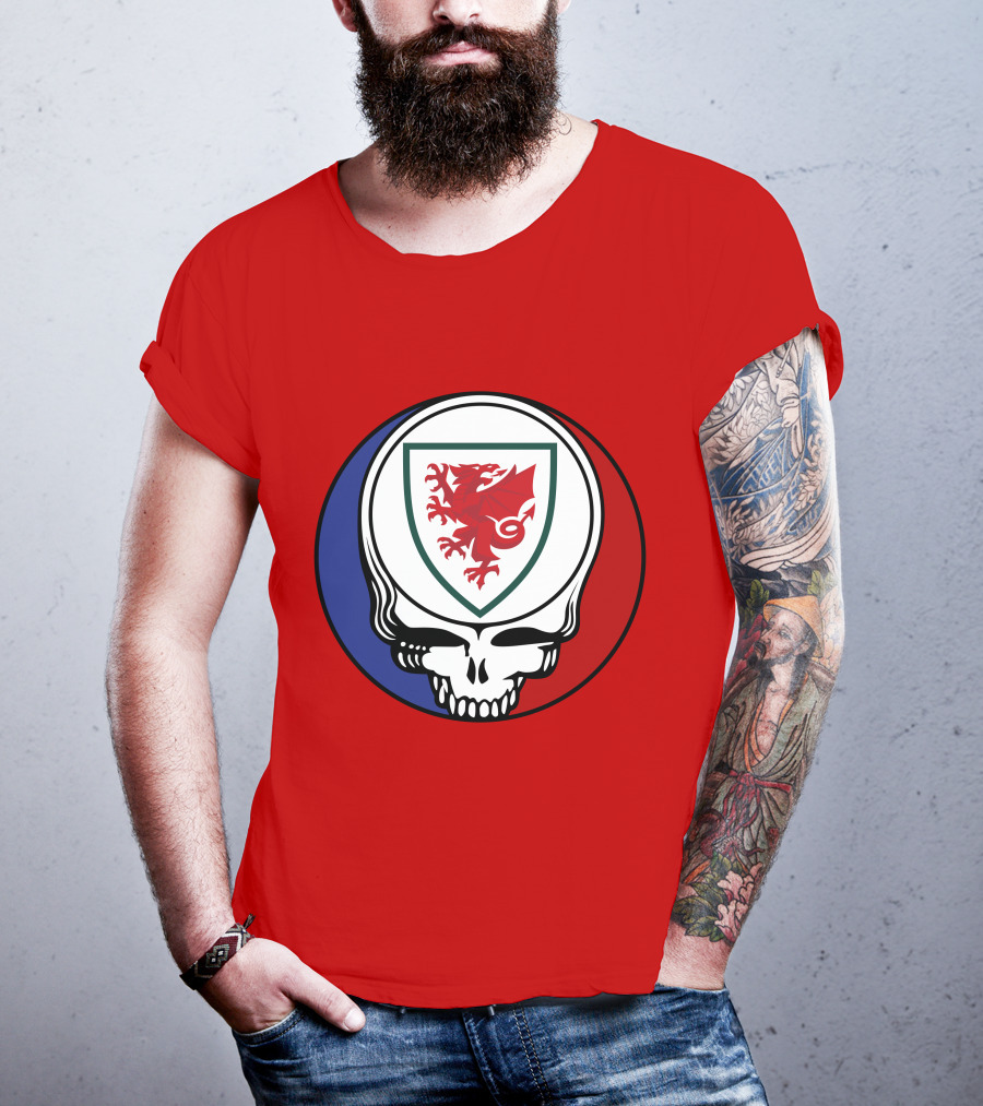 Wales National Football Team Grateful Dead Skull Emblem T-Shirt