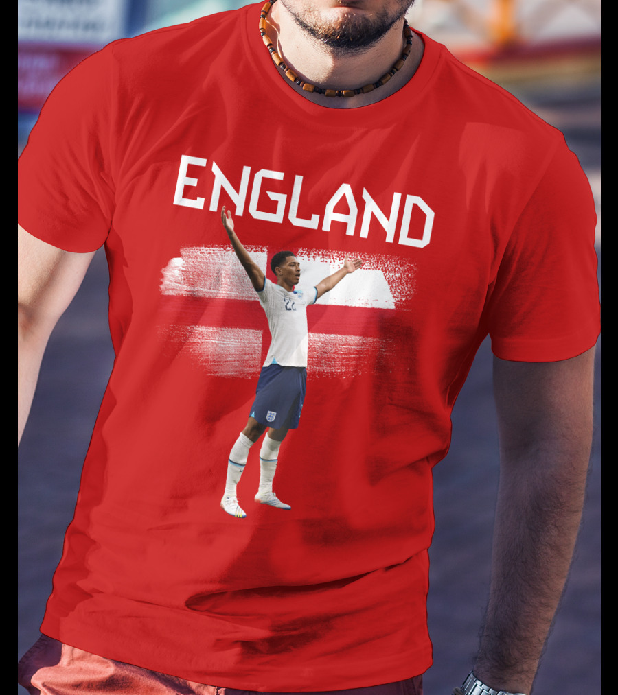Jude Bellingham England Football Celebration With Red Cross T-Shirt