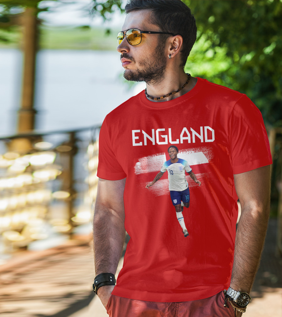 Raheem Sterling England Football 10 Euro Kit Cross Background T-Shirt