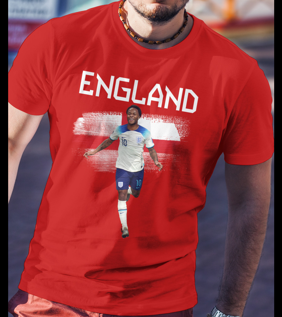Raheem Sterling England Football 10 Euro Kit Cross Background T-Shirt