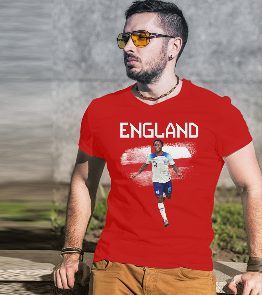 Raheem Sterling England Football 10 Euro Kit Cross Background T-Shirt