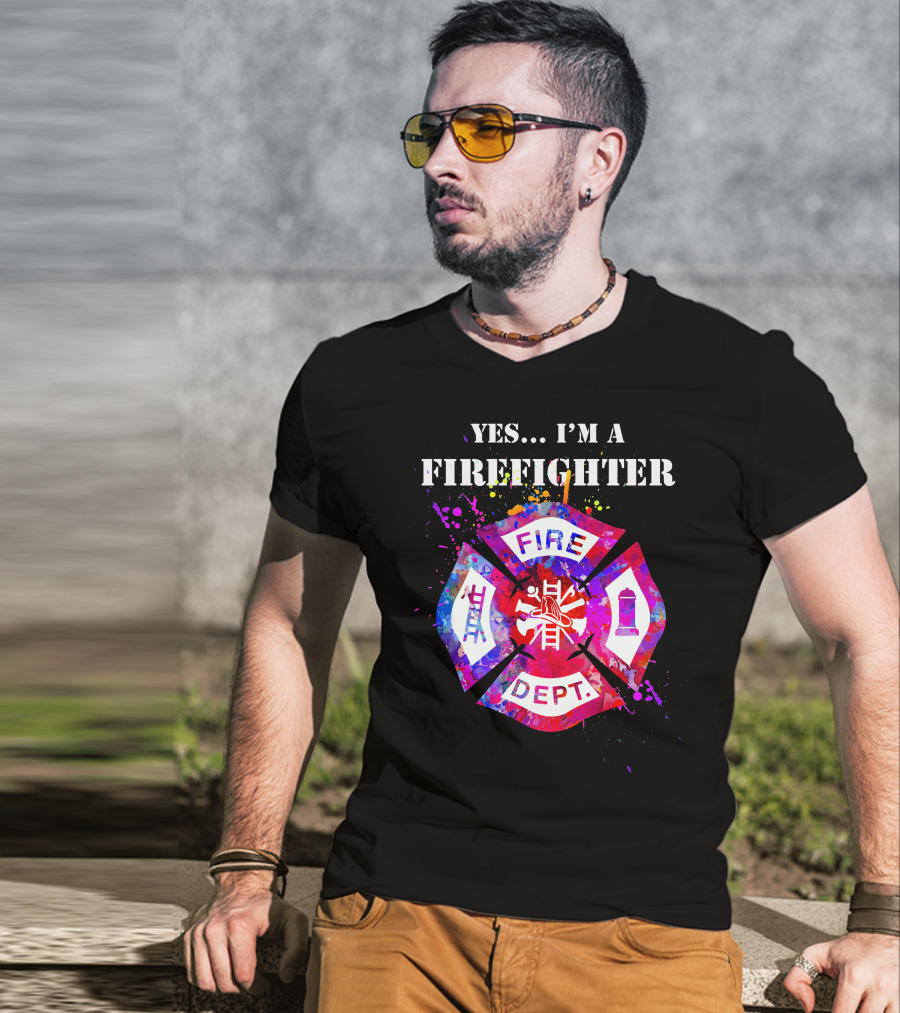 Yes I'm A Firefighter Fire Dept Maltese Cross T-Shirt