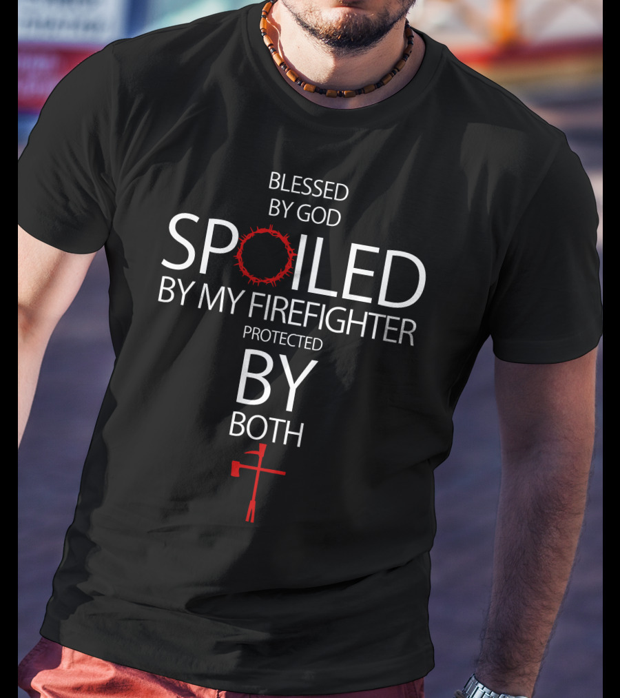 PROTECTED BY BOTH Crown Of Thorns And Battle Axe Cross T-Shirt