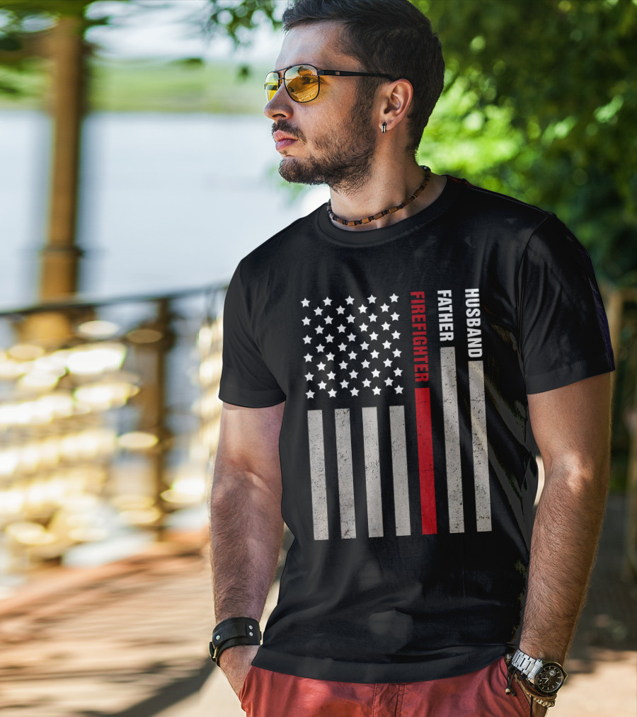 FIREFIGHTER BAR GRAPH RED STRIPE T-Shirt