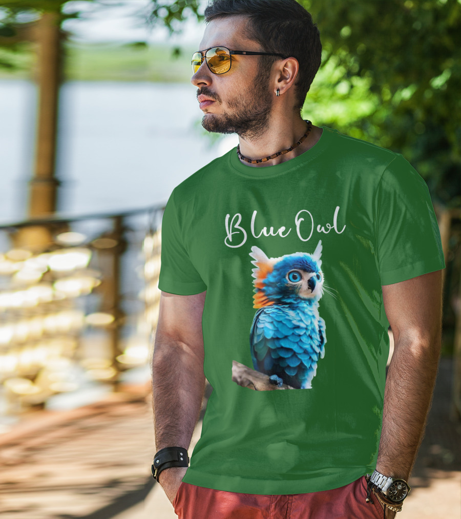 Beautiful Blue Owl Fantasy Creature T-Shirt