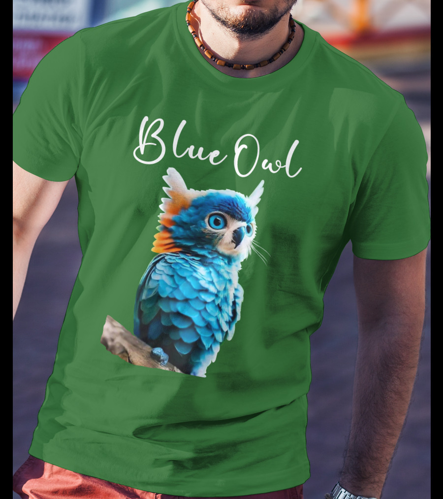 Beautiful Blue Owl Fantasy Creature T-Shirt