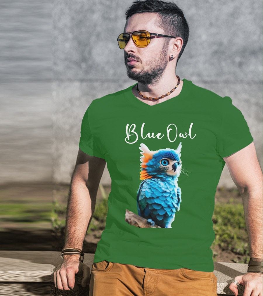 Beautiful Blue Owl Fantasy Creature T-Shirt