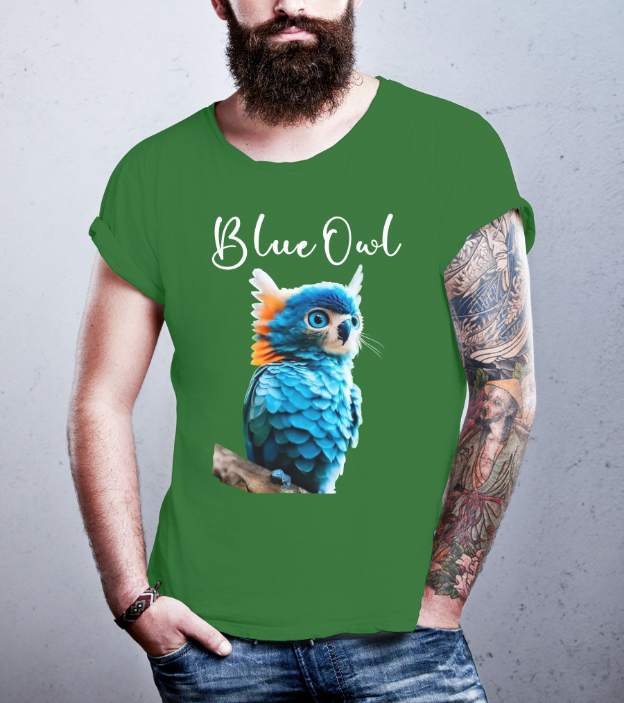 Beautiful Blue Owl Fantasy Creature T-Shirt