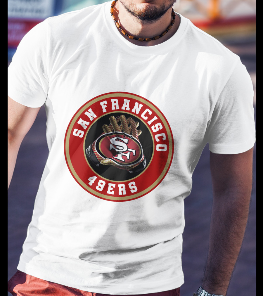 San Francisco 49ers Football Glove Emblem T-Shirt