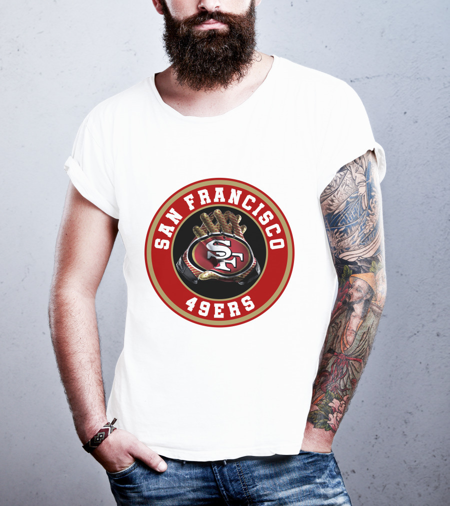 San Francisco 49ers Football Glove Emblem T-Shirt