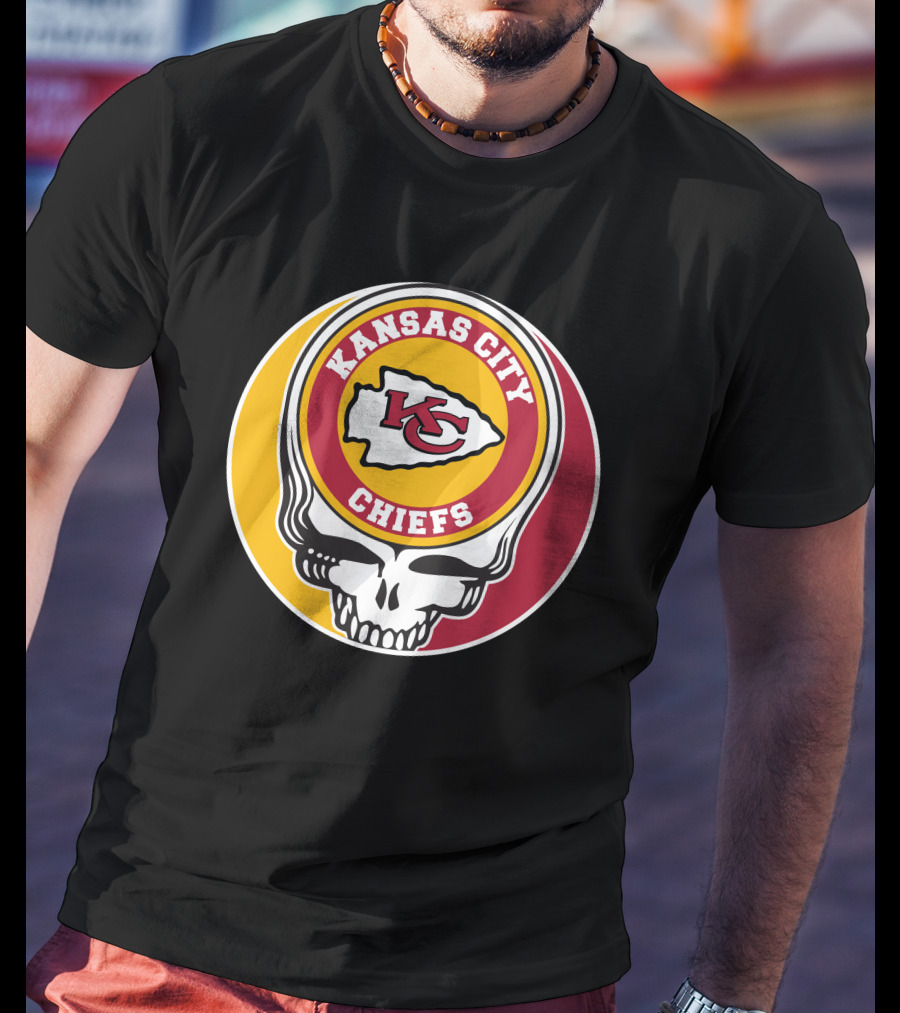 Kansas City Chiefs Grateful Dead Skull Logo Collaboration T-Shirt