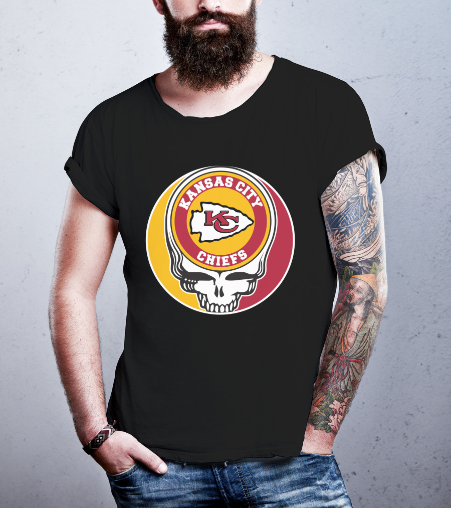 Kansas City Chiefs Grateful Dead Skull Logo Collaboration T-Shirt