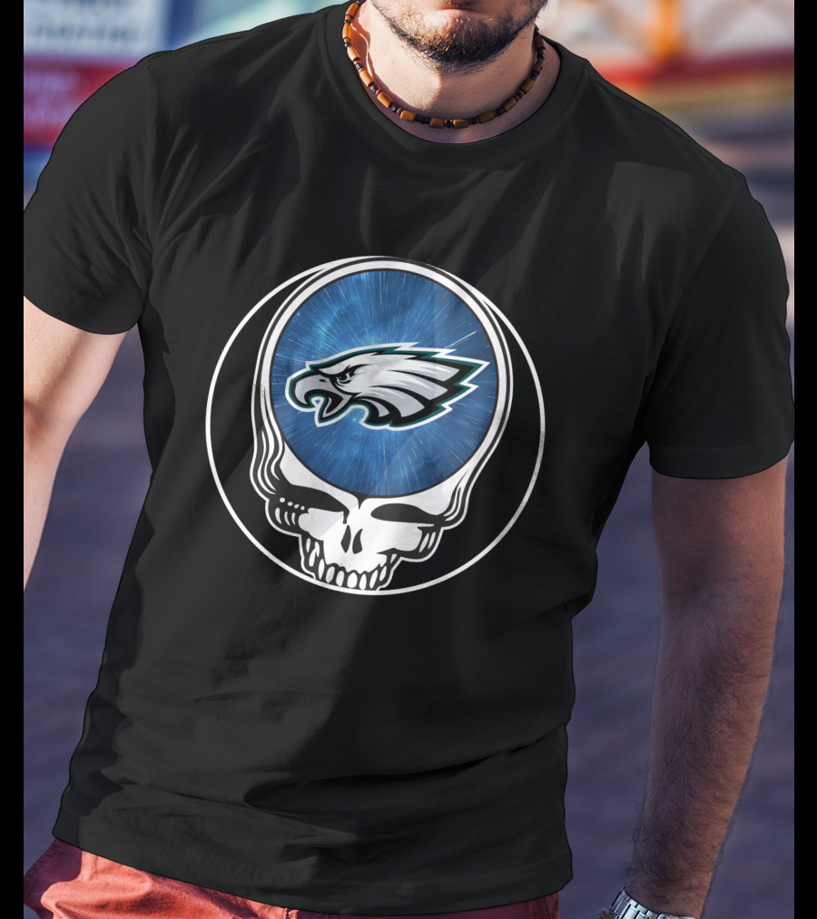 Philadelphia Eagles Grateful Dead Skull Logo Fusion T-Shirt