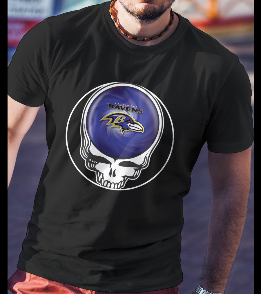 Baltimore Ravens Grateful Dead Skull T-Shirt