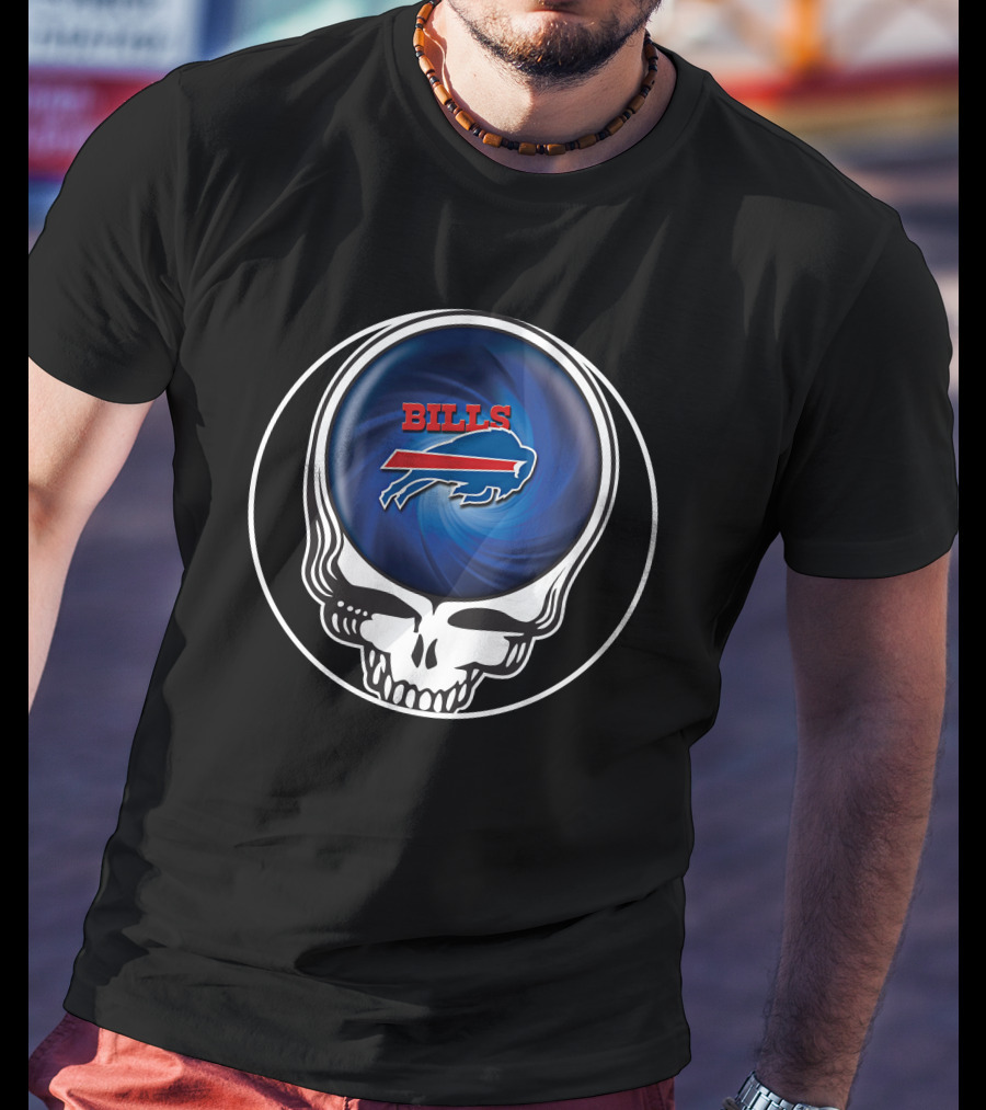 Buffalo Bills Grateful Dead Skull Icon With Spiral T-Shirt