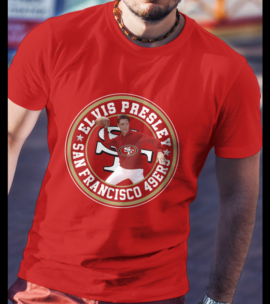 Elvis Presley San Francisco 49ers Football Player Circle T-Shirt