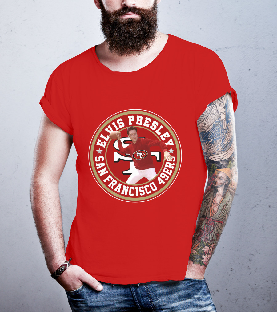 Elvis Presley San Francisco 49ers Football Player Circle T-Shirt