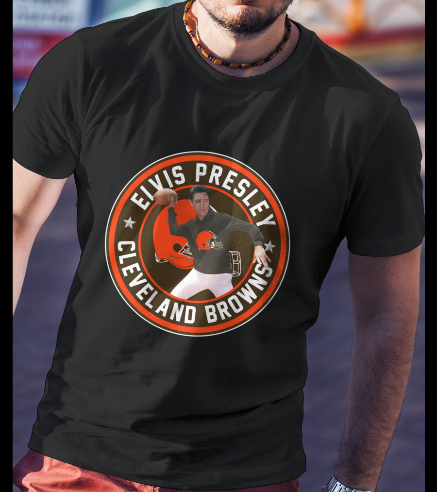 Elvis Presley Cleveland Browns Football Quarterback T-Shirt
