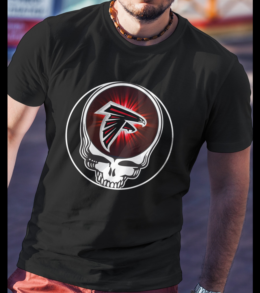 Atlanta Falcons Logo Red Aura Skull T-Shirt