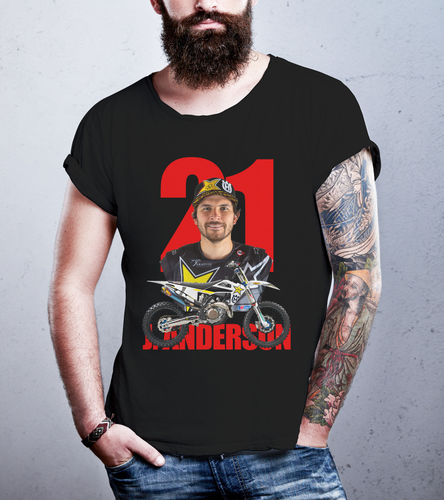 Jason Anderson 21 Motocross Star With Bike And Number T-Shirt