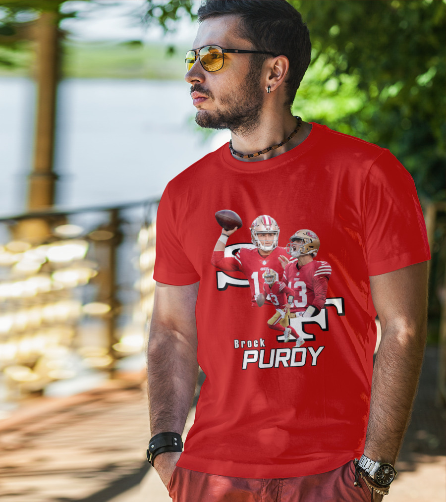 Brock Purdy NFL Quarterback Action Collage T-Shirt